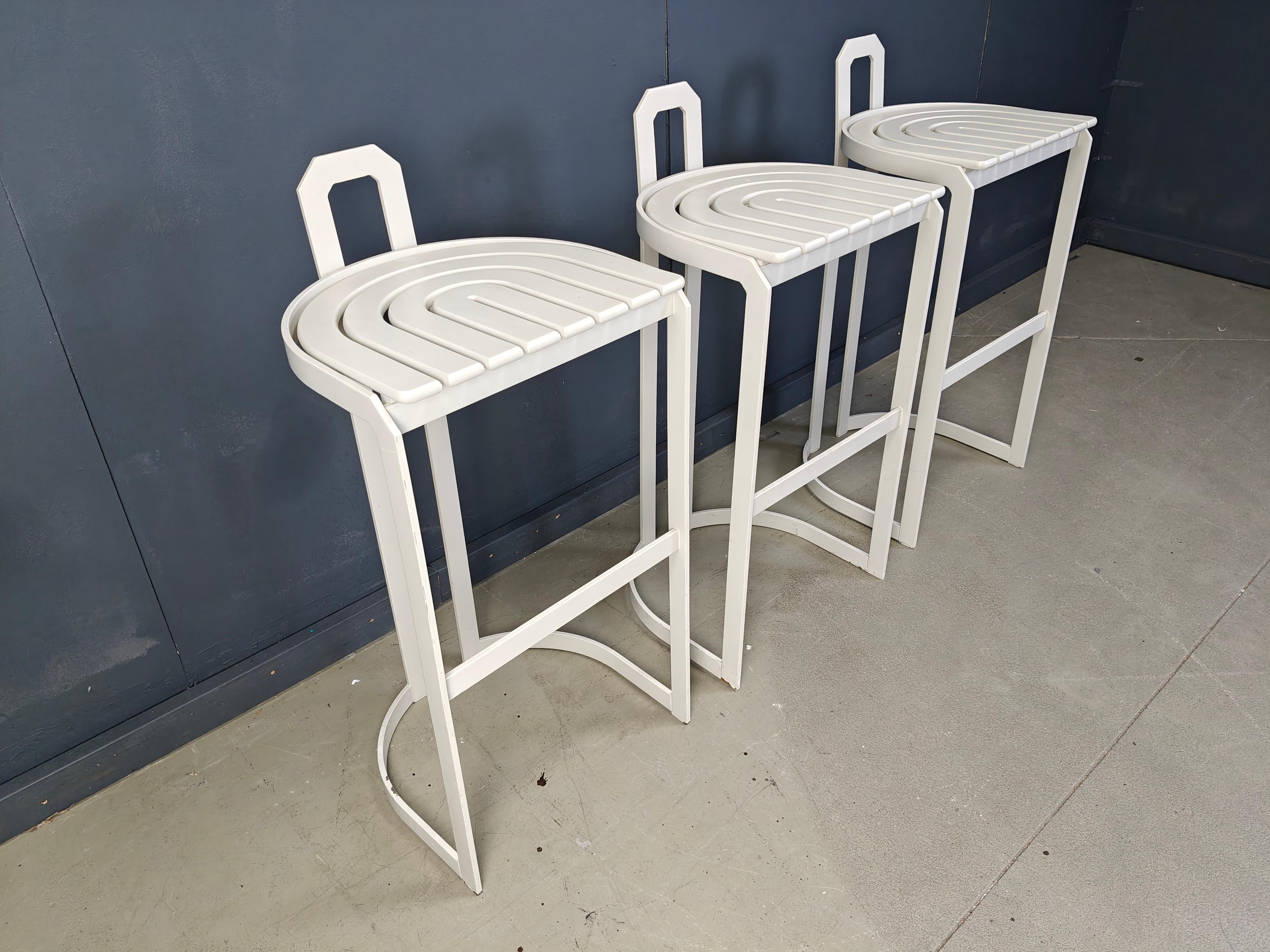 Taburetes de bar vintage de Allmilmö, Años 80, Juego de 3 en venta 1