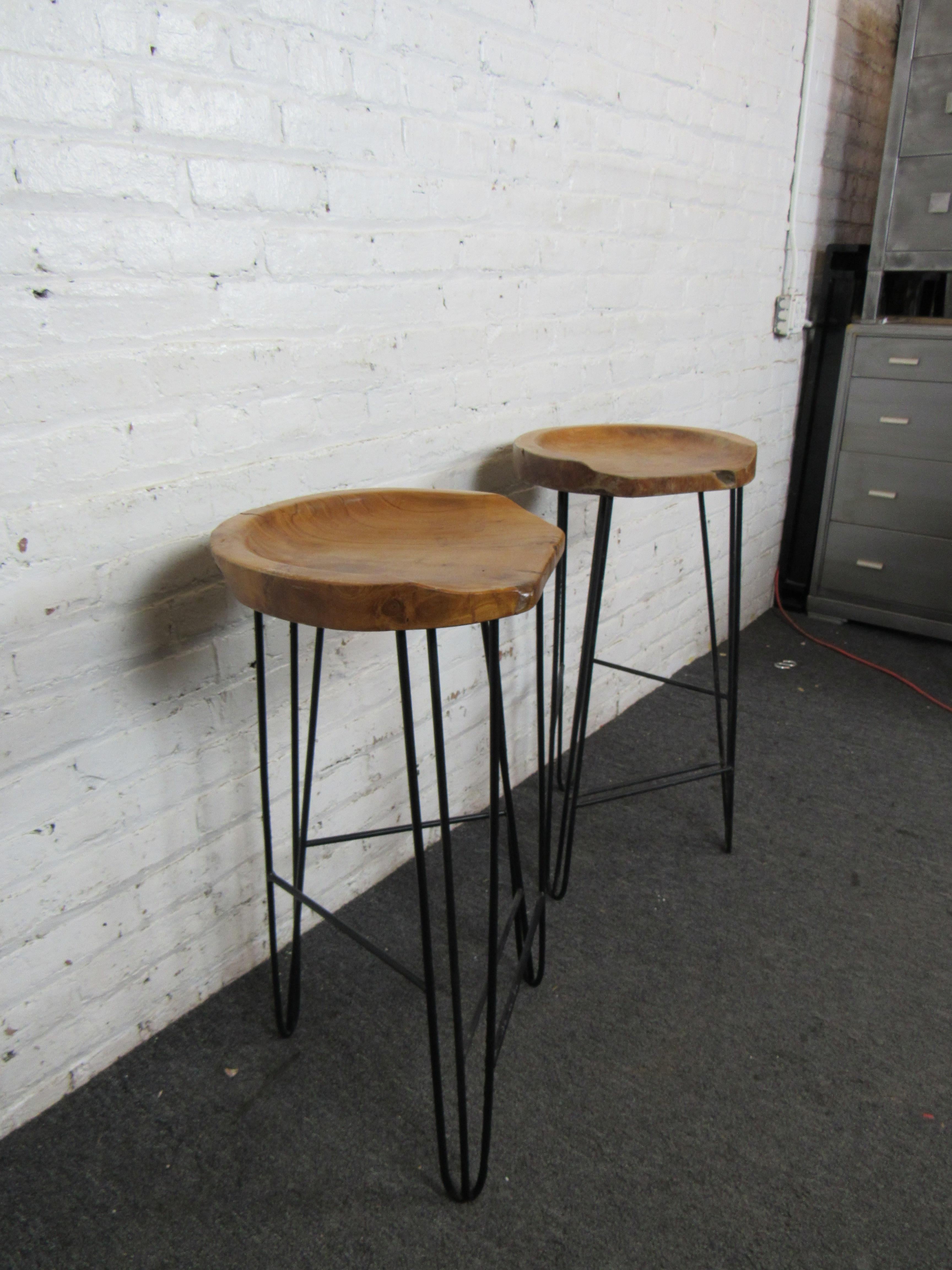 Vintage Bar Stools in Wood and Iron 1