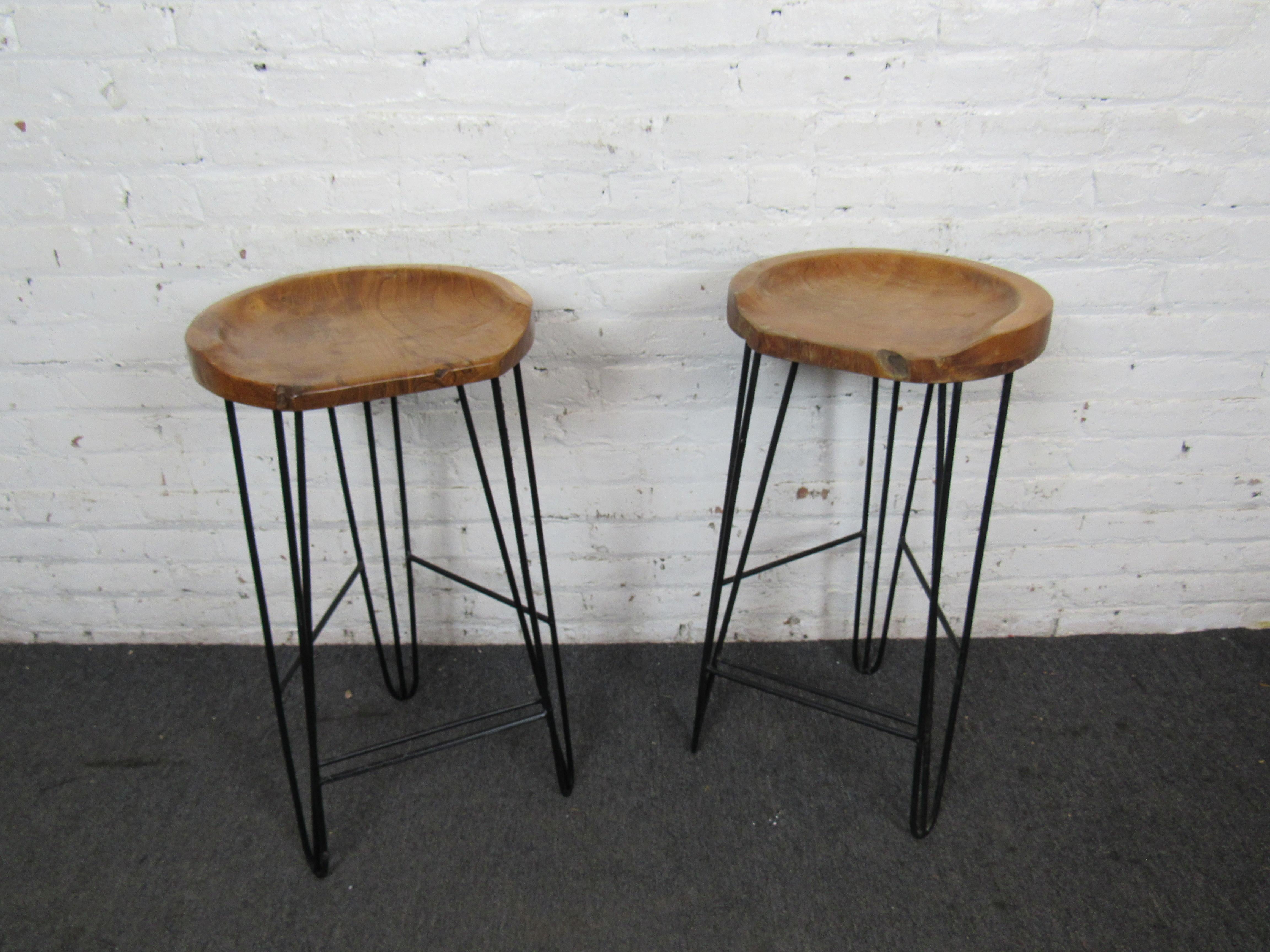 Vintage Bar Stools in Wood and Iron 2