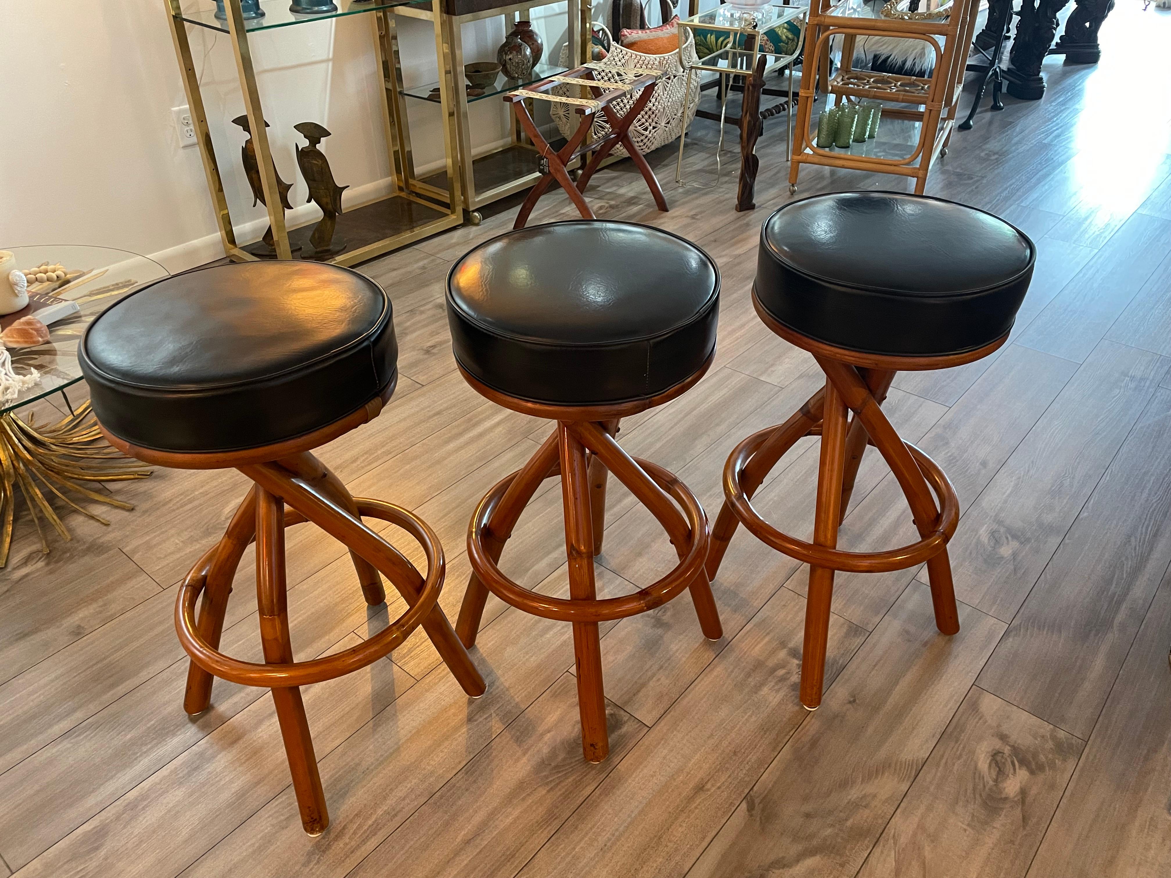 American Vintage Bar Stools Twisted rattan Inspired by Paul Frankl