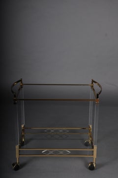 Vintage bar table/serving table made of acrylic, brass and glass, Italy