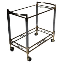 Vintage bar table/serving table made of acrylic, brass and glass, Italy