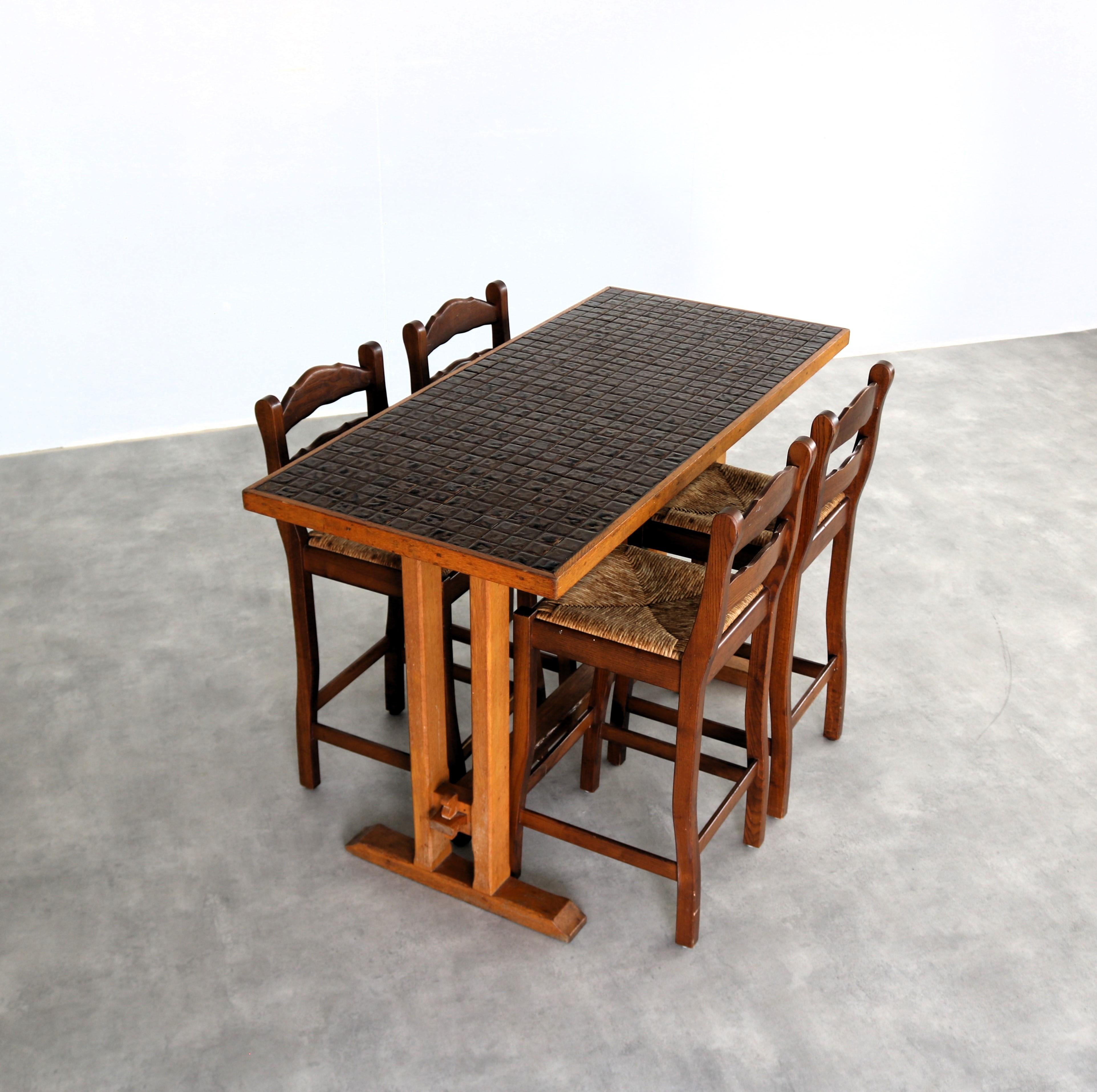 vintage bar table with chairs  dining table  bar stools  1950s For Sale 7
