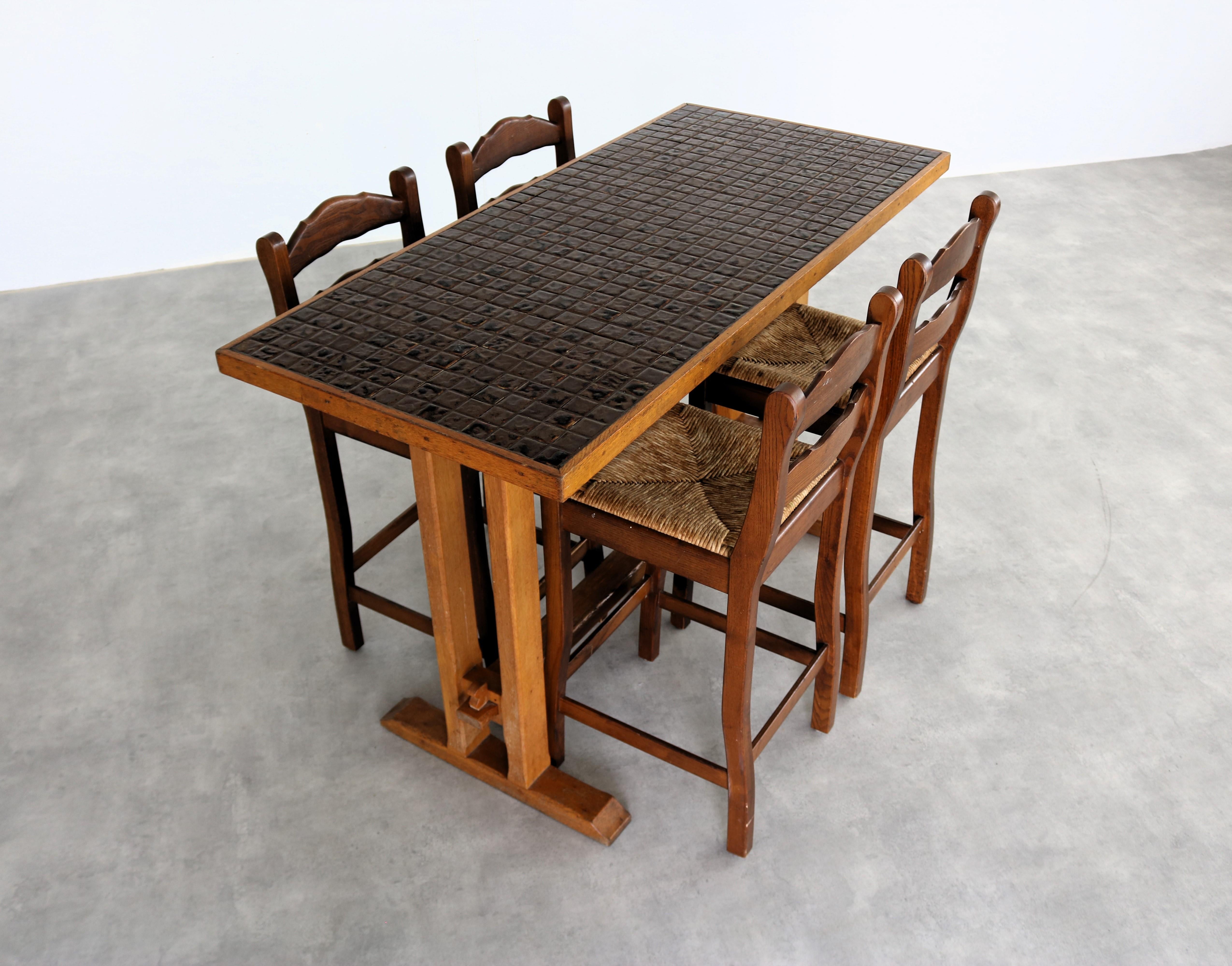 vintage bar table with chairs  dining table  bar stools  1950s For Sale 8