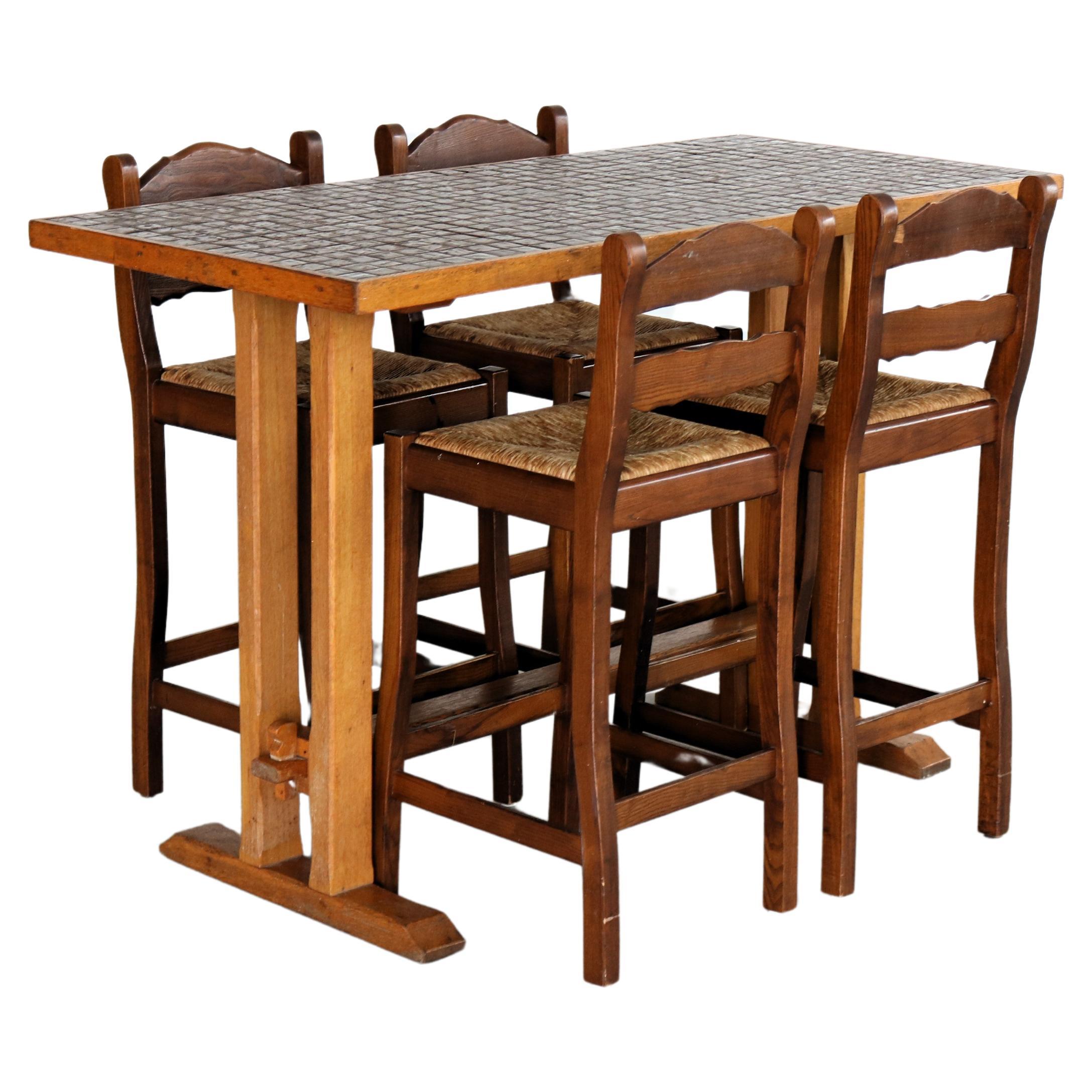 vintage bar table with chairs  dining table  bar stools  1950s