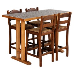 Table de bar vintage avec chaises  table à manger  tabourets de bar  1950s
