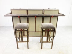 Bar vintage con sgabelli di Maison Jansen, anni '70