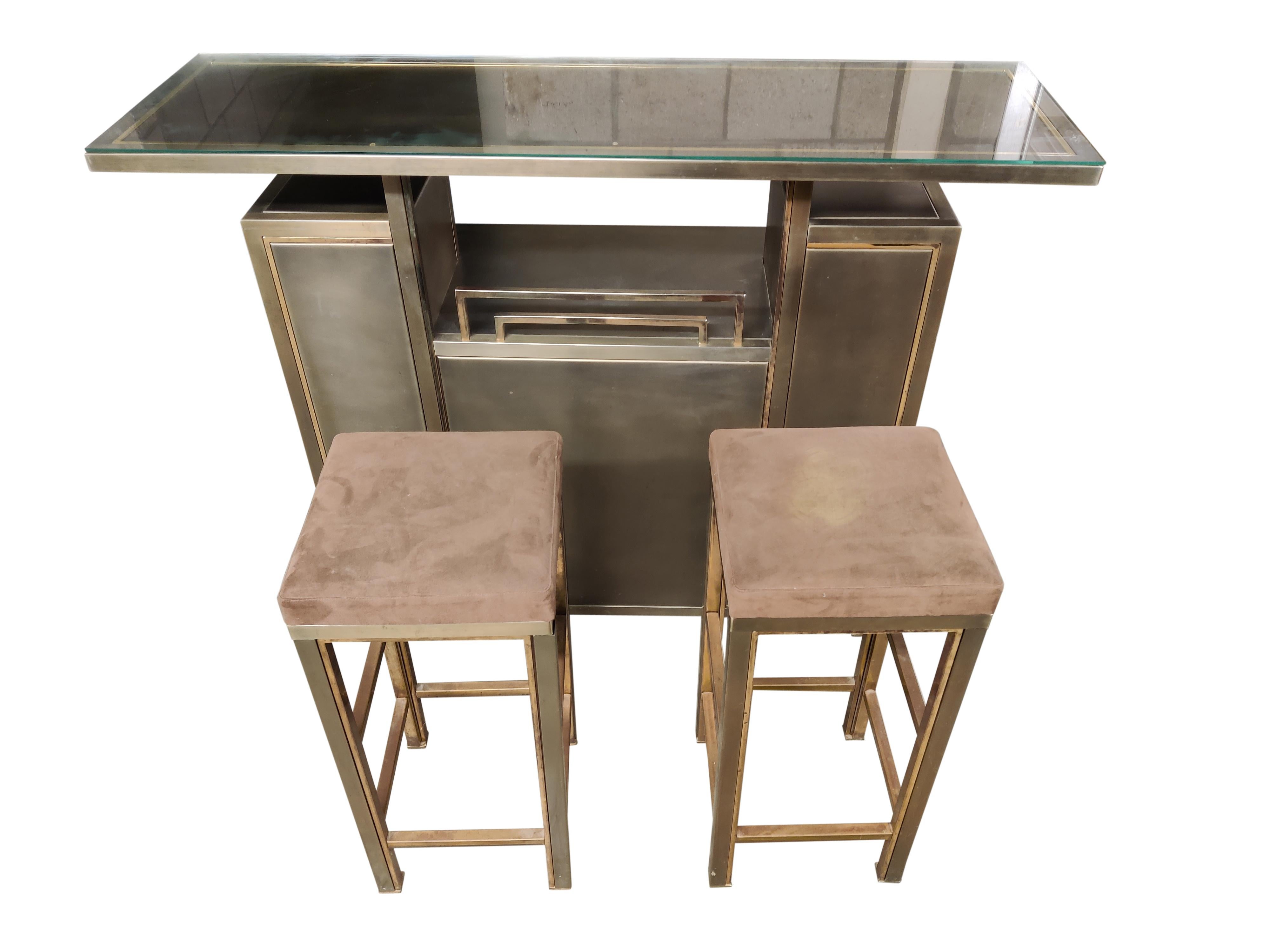 Late 20th Century Vintage Bar with Stools by Maison Jansen, 1970s