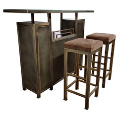 Vintage Bar with Stools by Maison Jansen, 1970s