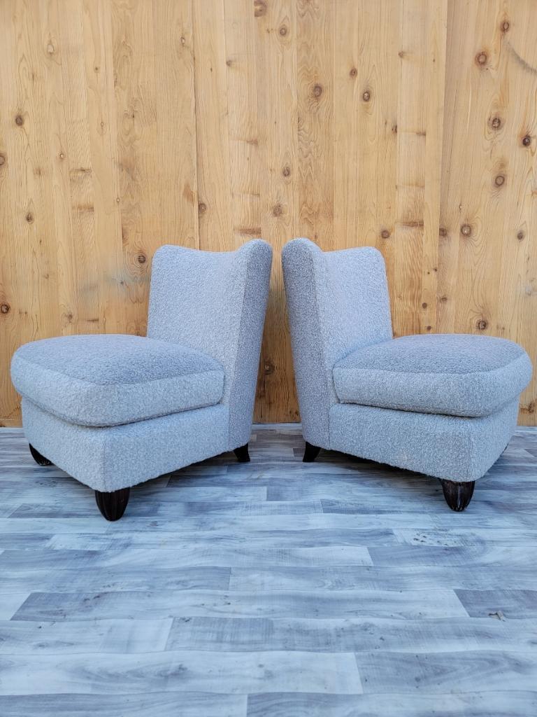 Modern Vintage Barbara Barry for Baker Furniture Slipper Chairs Newly Upholstered- Pair For Sale