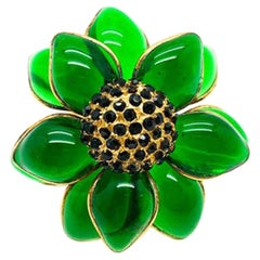 Vintage Barbara Bui Maison Gripoix Poured Emerald Glass Ring 1990s
