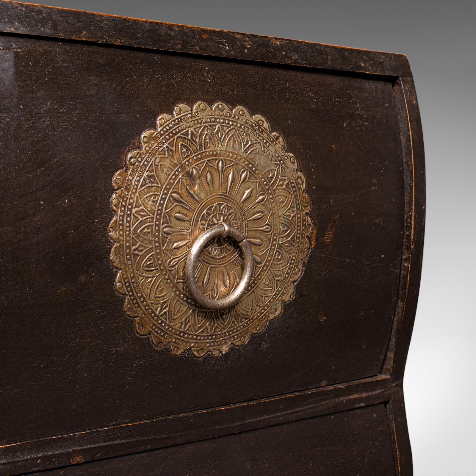 Vintage Barber's Chest of Drawers, Turkish Pine Bombe Front Cabinet, Mid Century For Sale 6