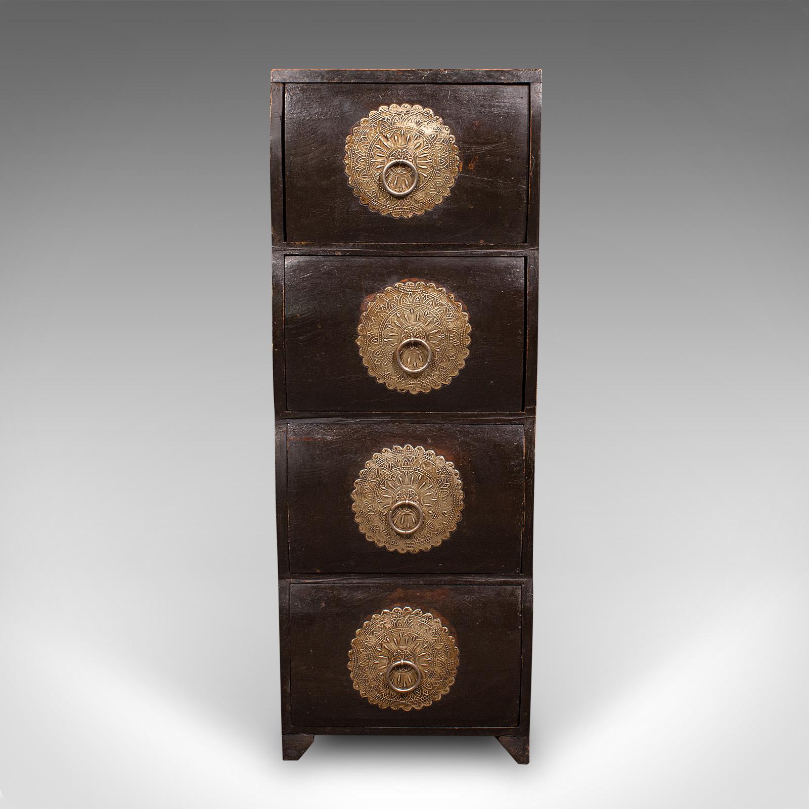 Vintage Barber's Chest of Drawers, Turkish Pine Bombe Front Cabinet, Mid Century In Good Condition For Sale In Hele, Devon, GB