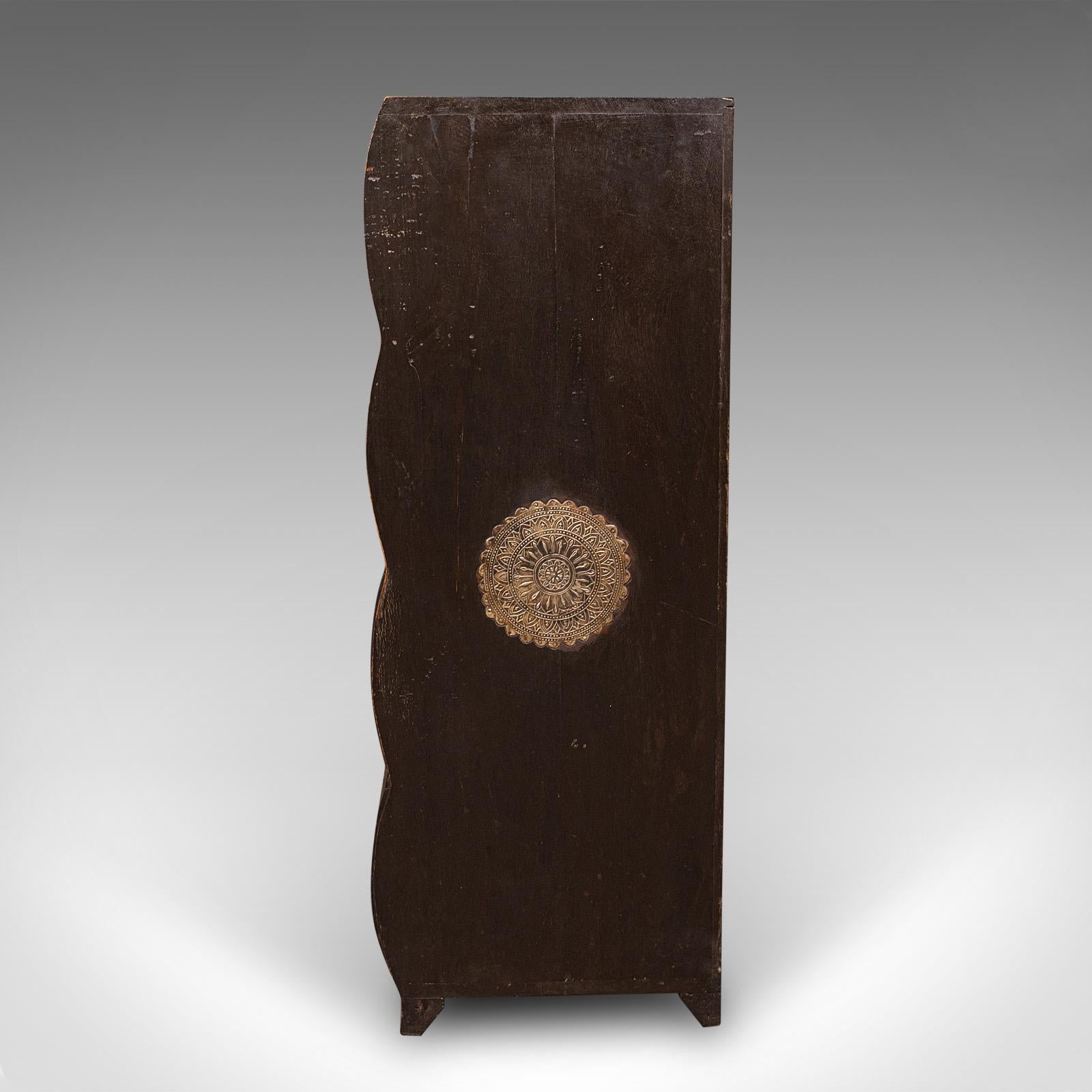 Vintage Barber's Chest of Drawers, Turkish Pine Bombe Front Cabinet, Mid Century For Sale 2