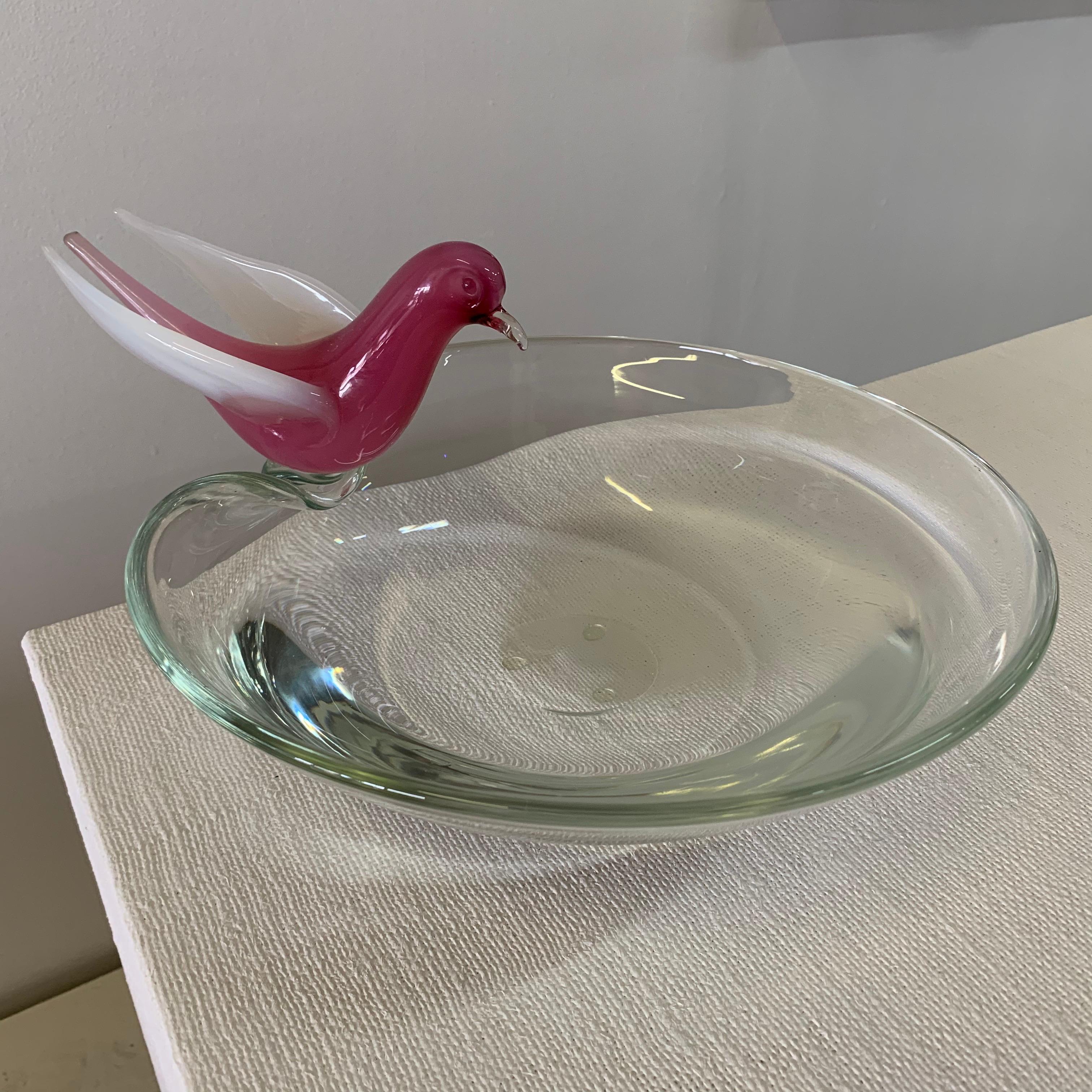 glass bird bowl