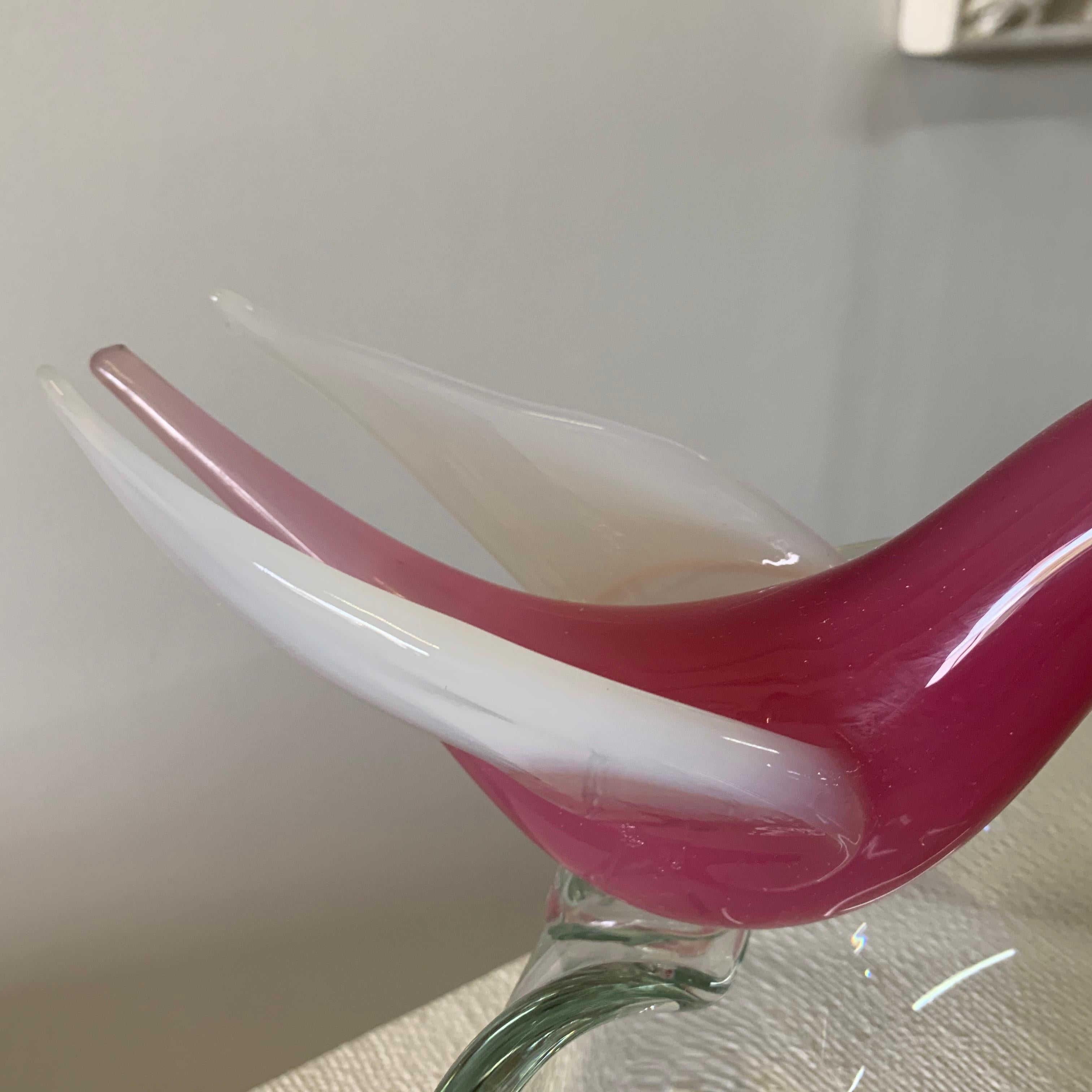 Milieu du XXe siècle Vintage Barbini Murano Glass Bowl Bird Bath Bowl en vente