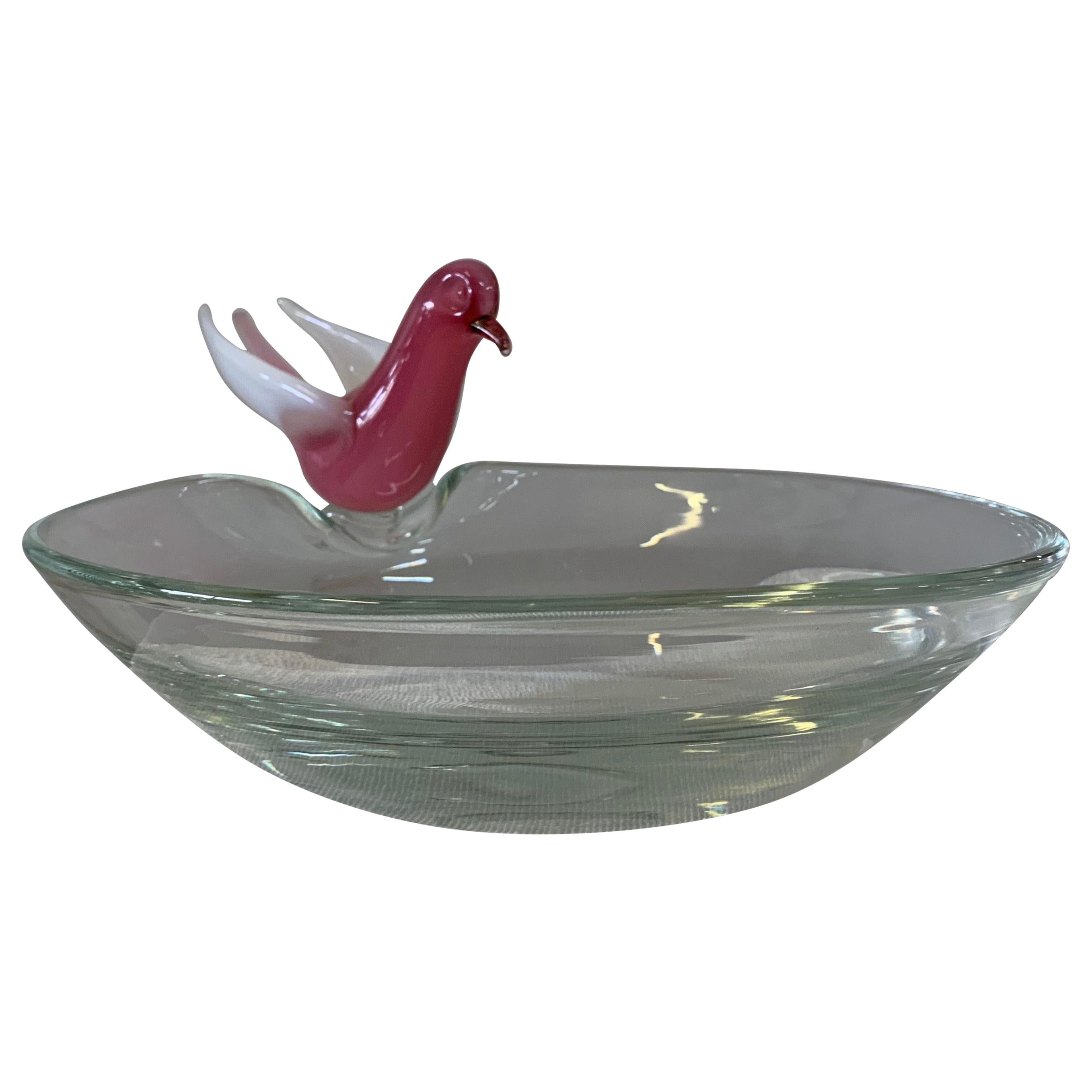 Vintage Barbini Murano Glass Bowl Bird Bath Bowl en vente