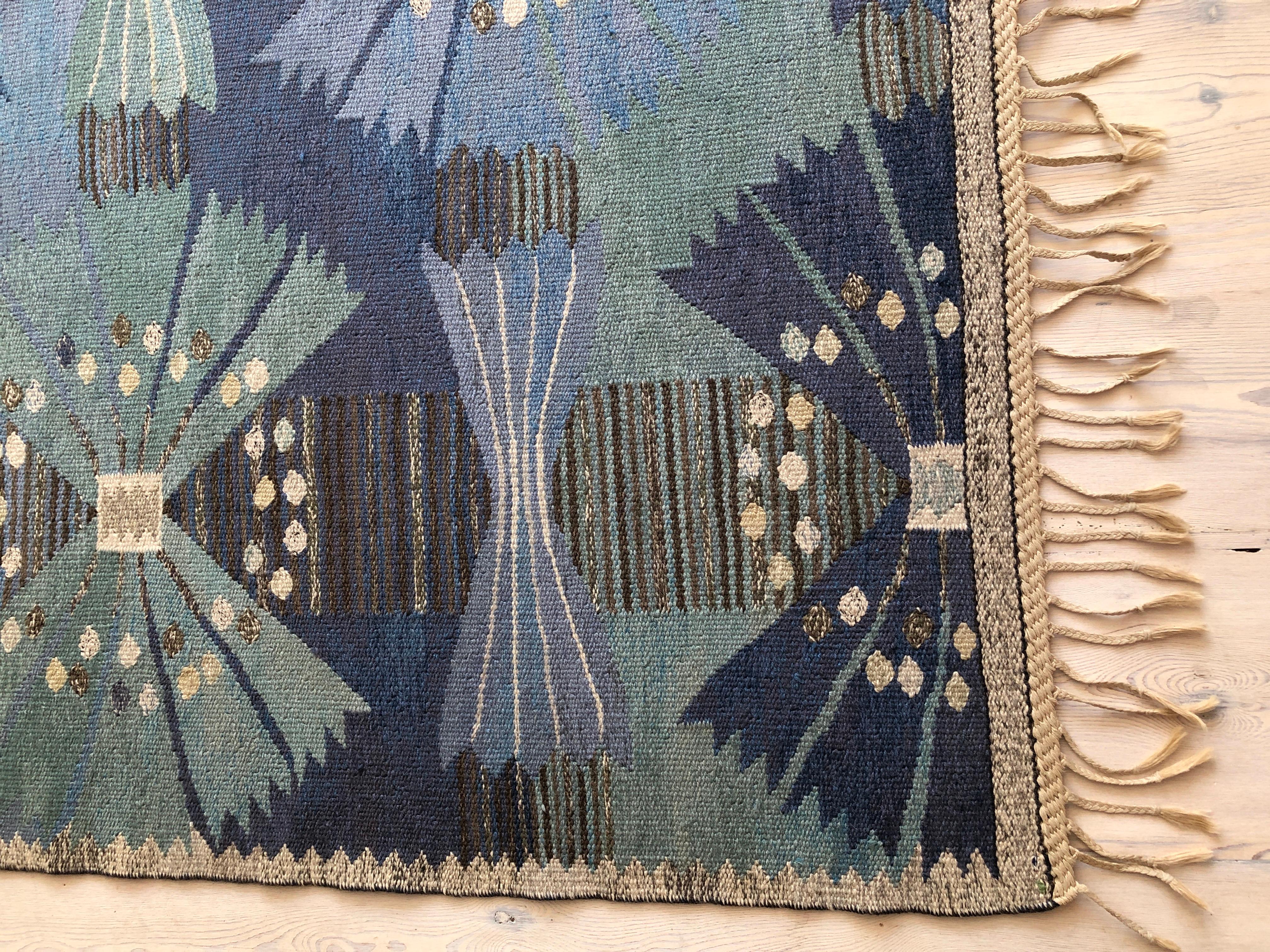 Vintage Barbro Nilsson Rug Handwoven at Märta Måås-Fjetterström AB, Sweden 1960s 11