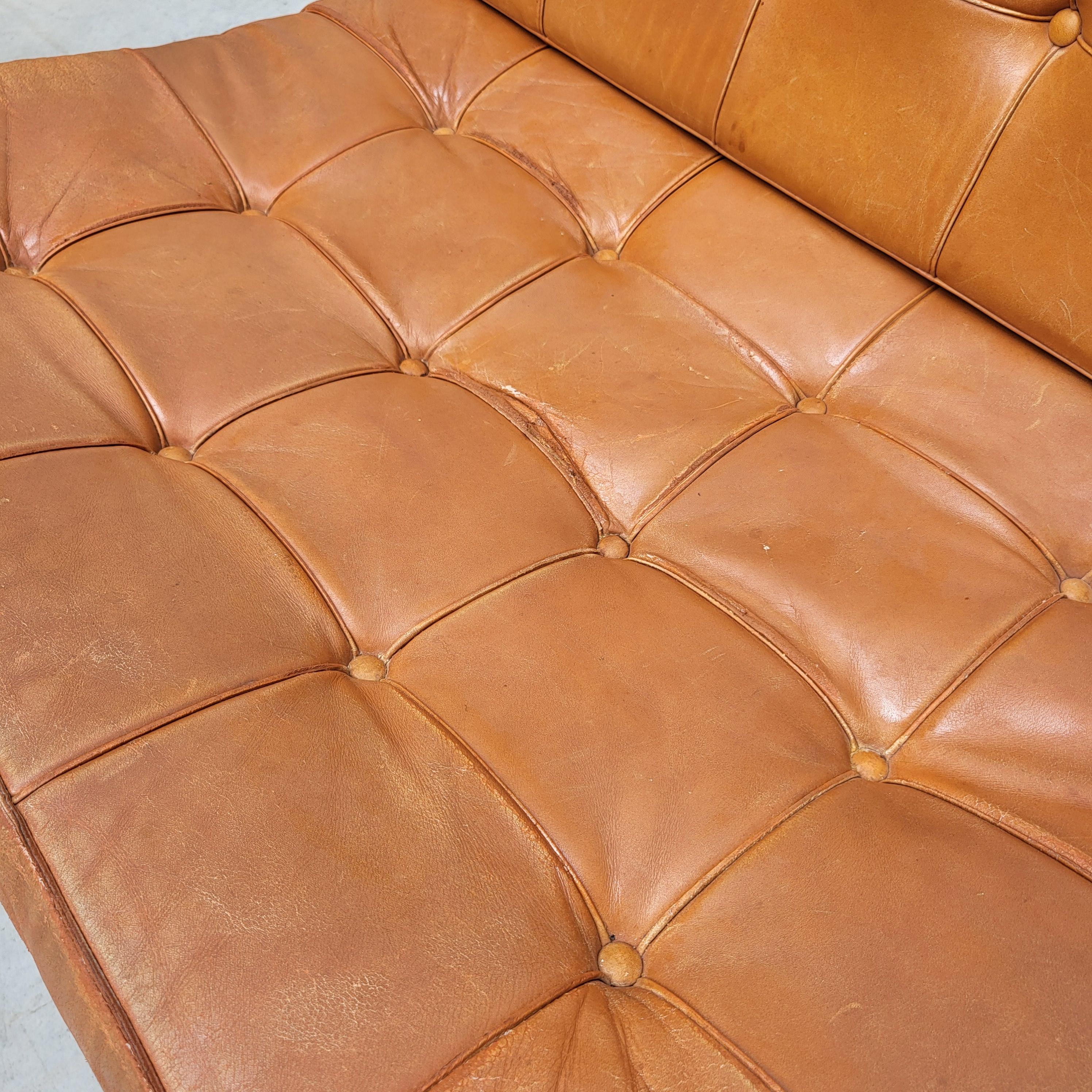 Stainless Steel Vintage Barcelona Chair & Ottoman by Mies van der Rohe Knoll 1960s, Set of 3 For Sale