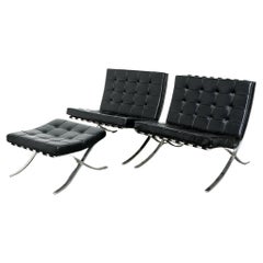 Vintage Barcelona Lounge Chairs Set with Ottoman By Knoll