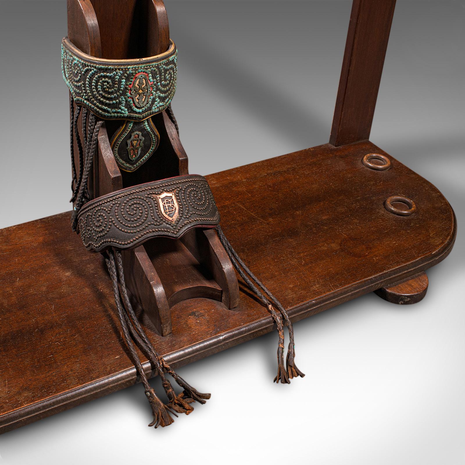Vintage Barcelona Polo Mallet Stand, Spanish, Oak, Tack, Coat Rack, Mid Century For Sale 4