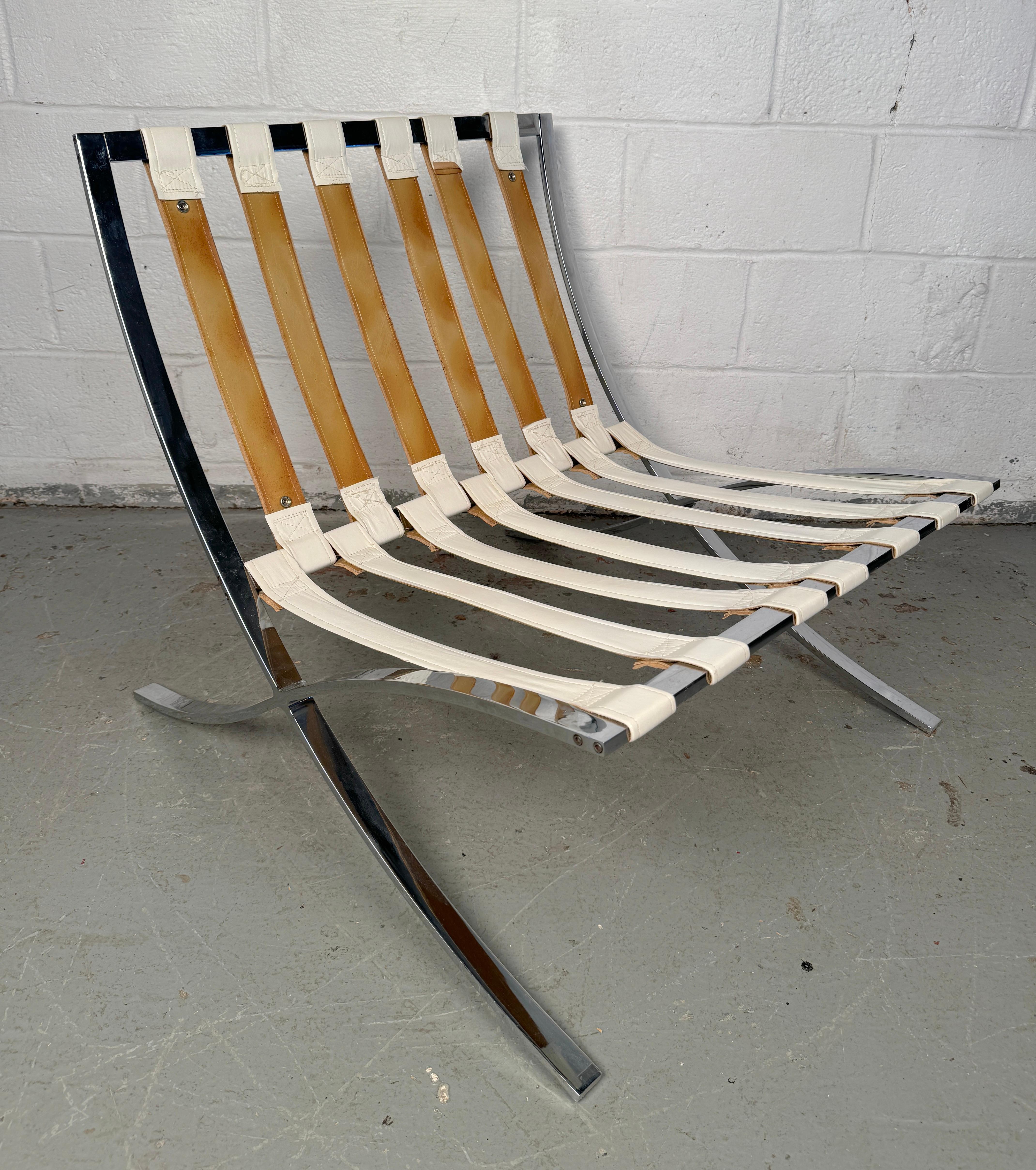 Vintage Barcelona Style Chairs after Mies Van der Rohe For Sale 5
