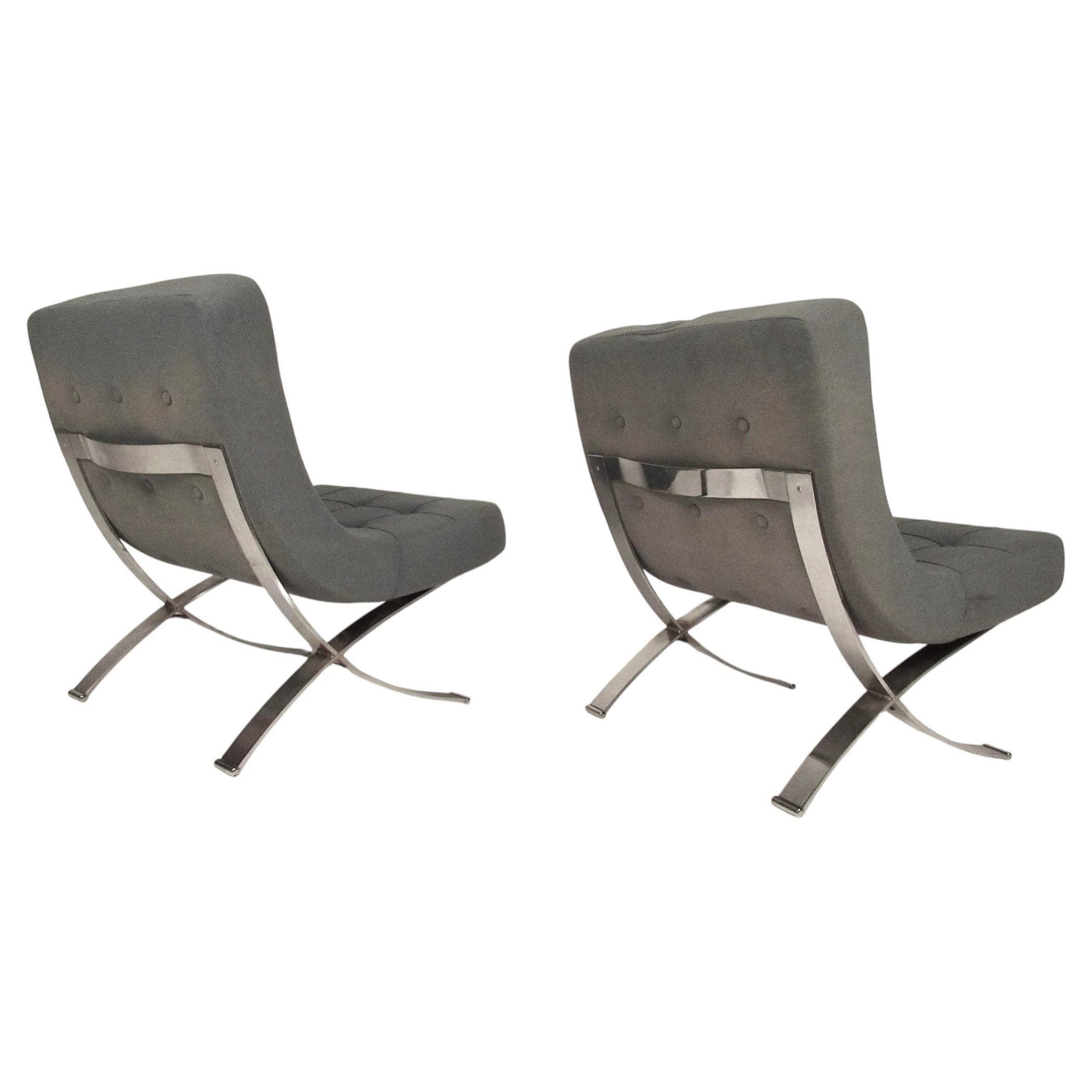 Vintage Barcelona Style Scoop Slipper Lounge Chairs For Sale