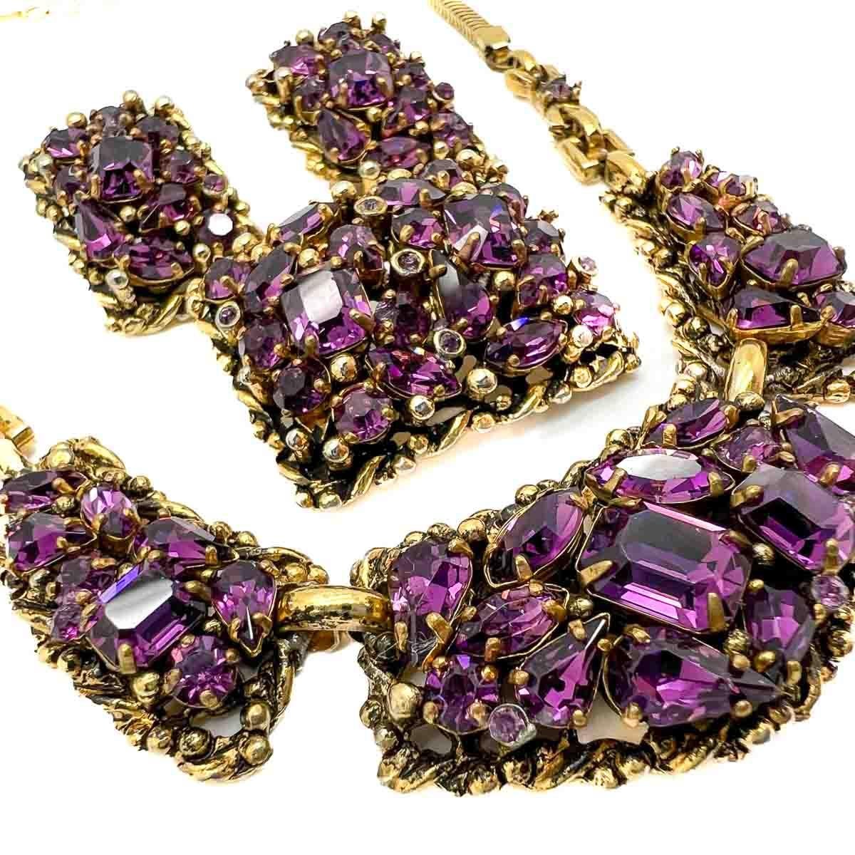 Vintage Barclay ‘Jewels of India’ Amethyst Crystal Parure 1950s In Good Condition For Sale In Wilmslow, GB