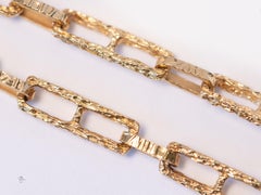 Vintage Bark Textured Link Chain Necklace 14k Solid Yellow Gold 25.7 Grams