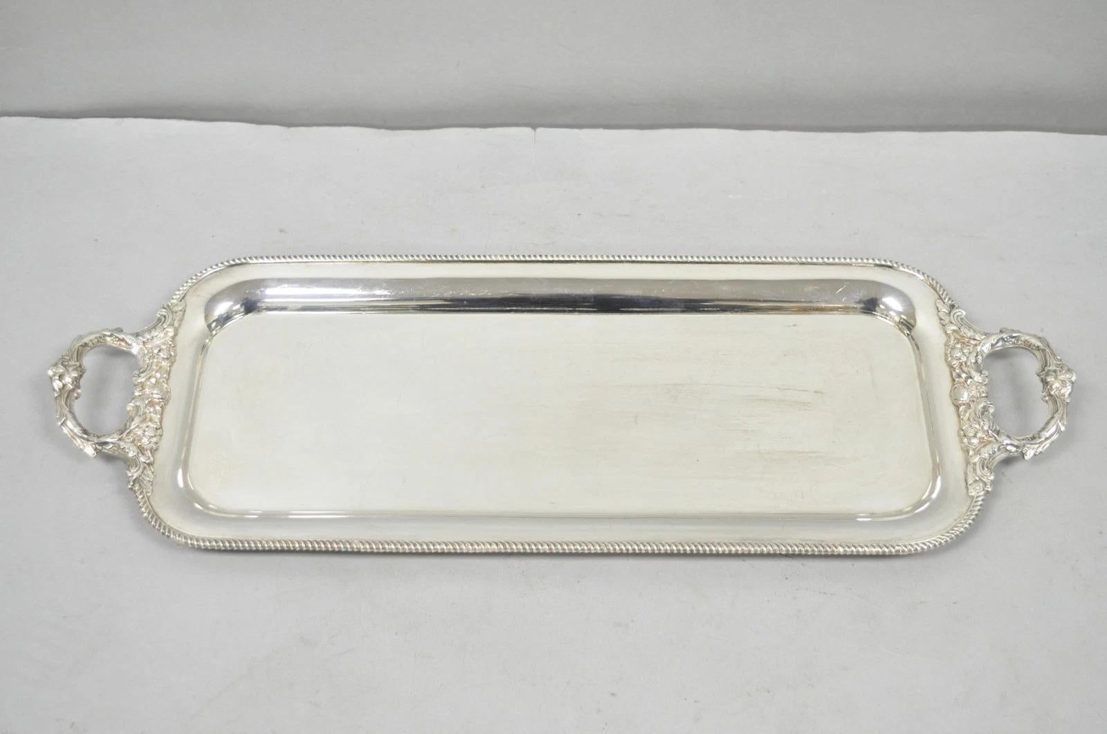 Vintage Ellis Barker English Regency Narrow Silver Plated Serving Dish Bar Tray en vente 4