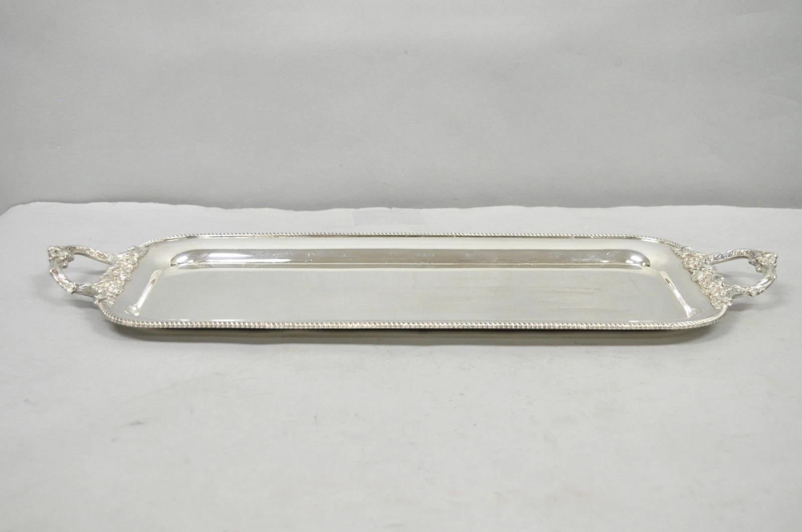 Vintage Ellis Barker English Regency Narrow Silver Plated Serving Dish Bar Tray en vente 5