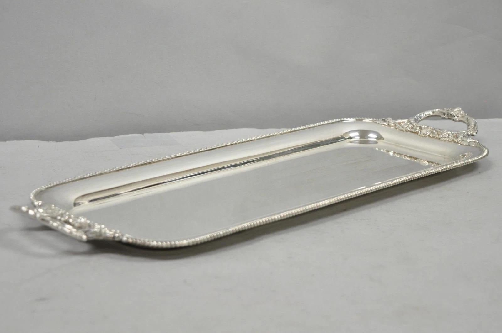 Vintage Ellis Barker English Regency Narrow Silver Plated Serving Dish Bar Tray en vente 6