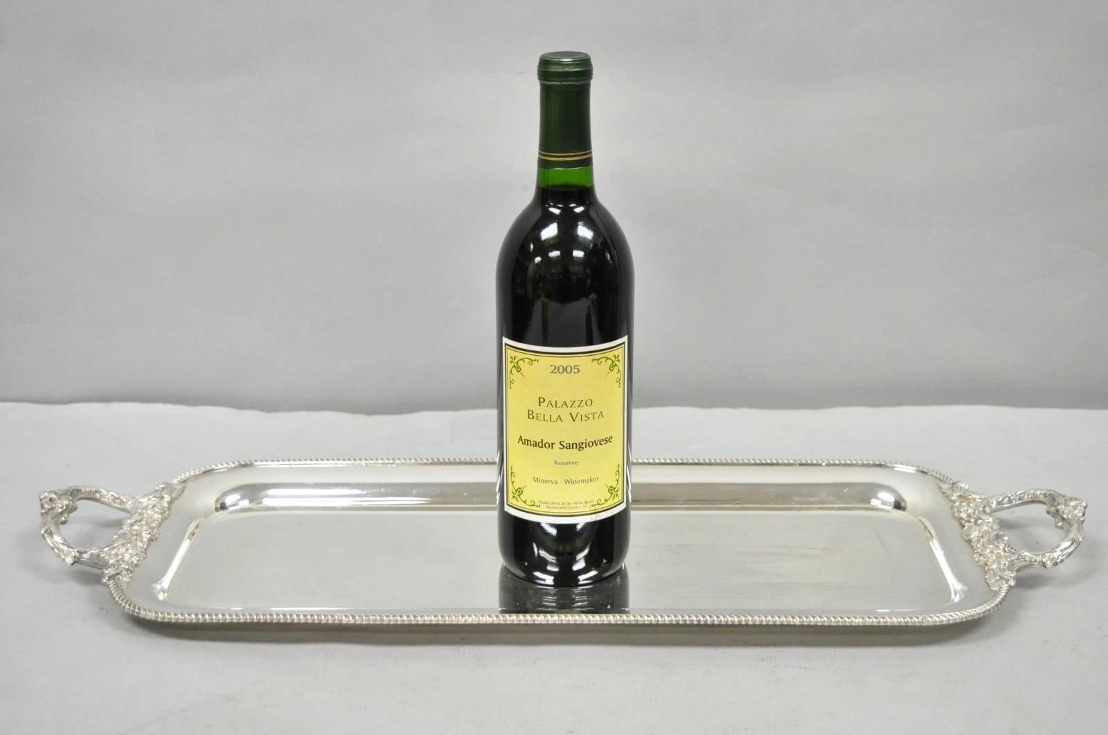 Vintage Barker Ellis English Regency Narrow Silver Plated Serving Dish Bar Tray. Circa Early 20th Century. Dimensions : 1,5