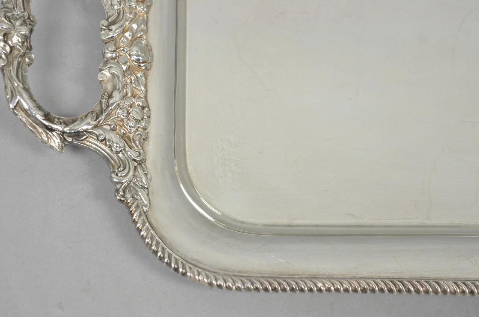 Plaqué argent Vintage Ellis Barker English Regency Narrow Silver Plated Serving Dish Bar Tray en vente