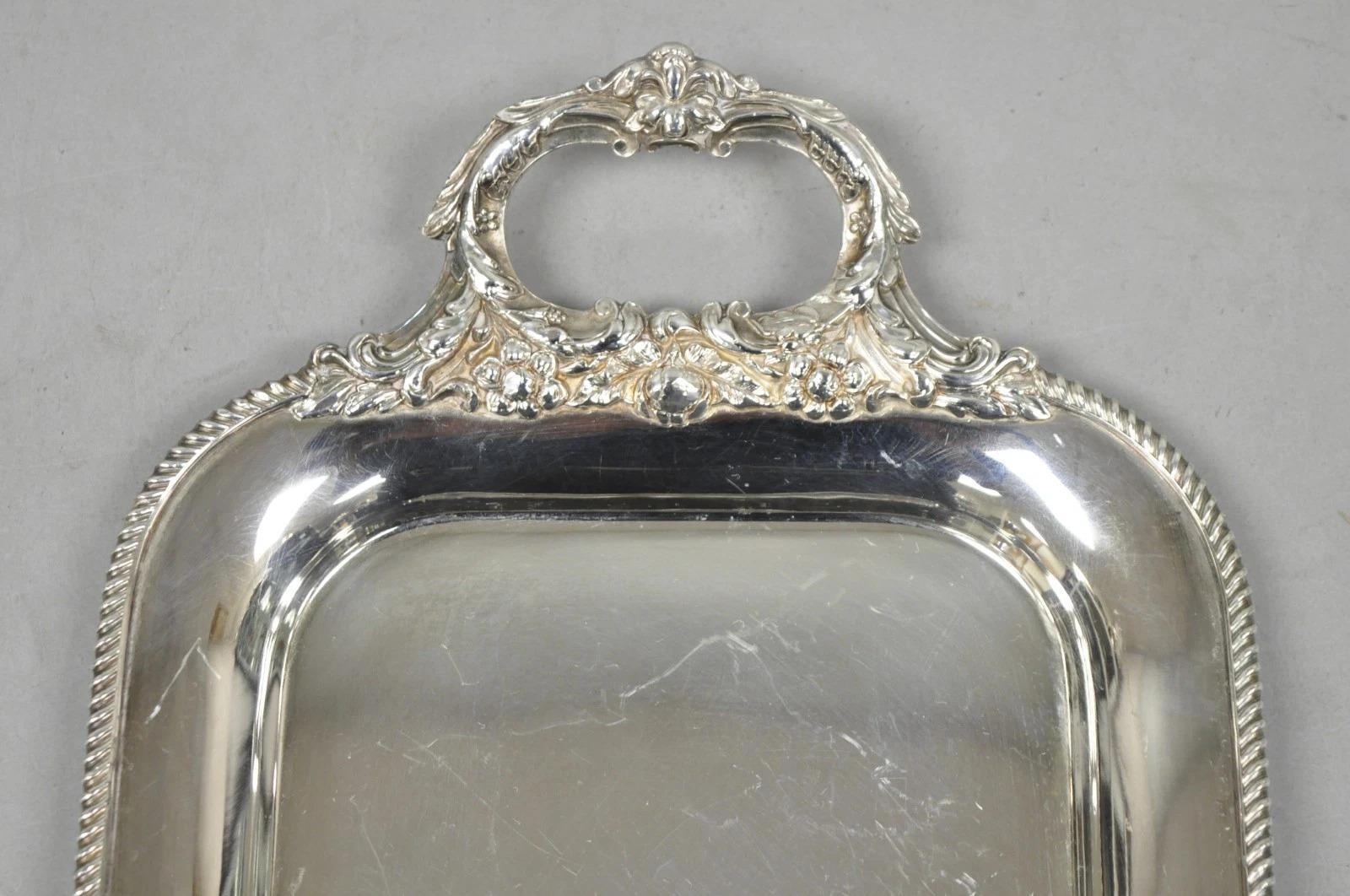 Vintage Ellis Barker English Regency Narrow Silver Plated Serving Dish Bar Tray en vente 1