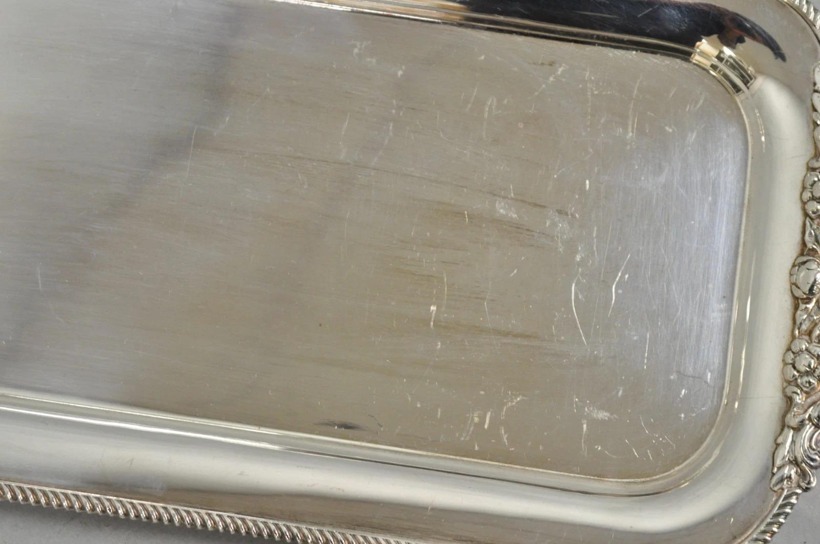 Vintage Ellis Barker English Regency Narrow Silver Plated Serving Dish Bar Tray en vente 2