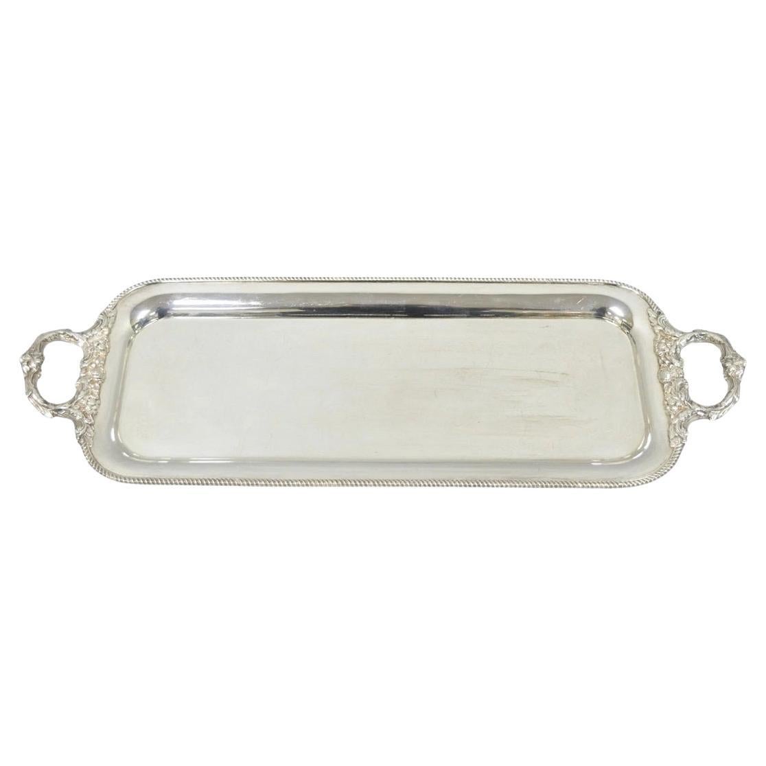 Vintage Barker Ellis English Regency Narrow Silver Plated Serving Dish Bar Tray