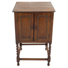 Vintage Barley Twist Oak 2 Door Cabinet:: Lamp Table:: Scotland 1920:: B2896