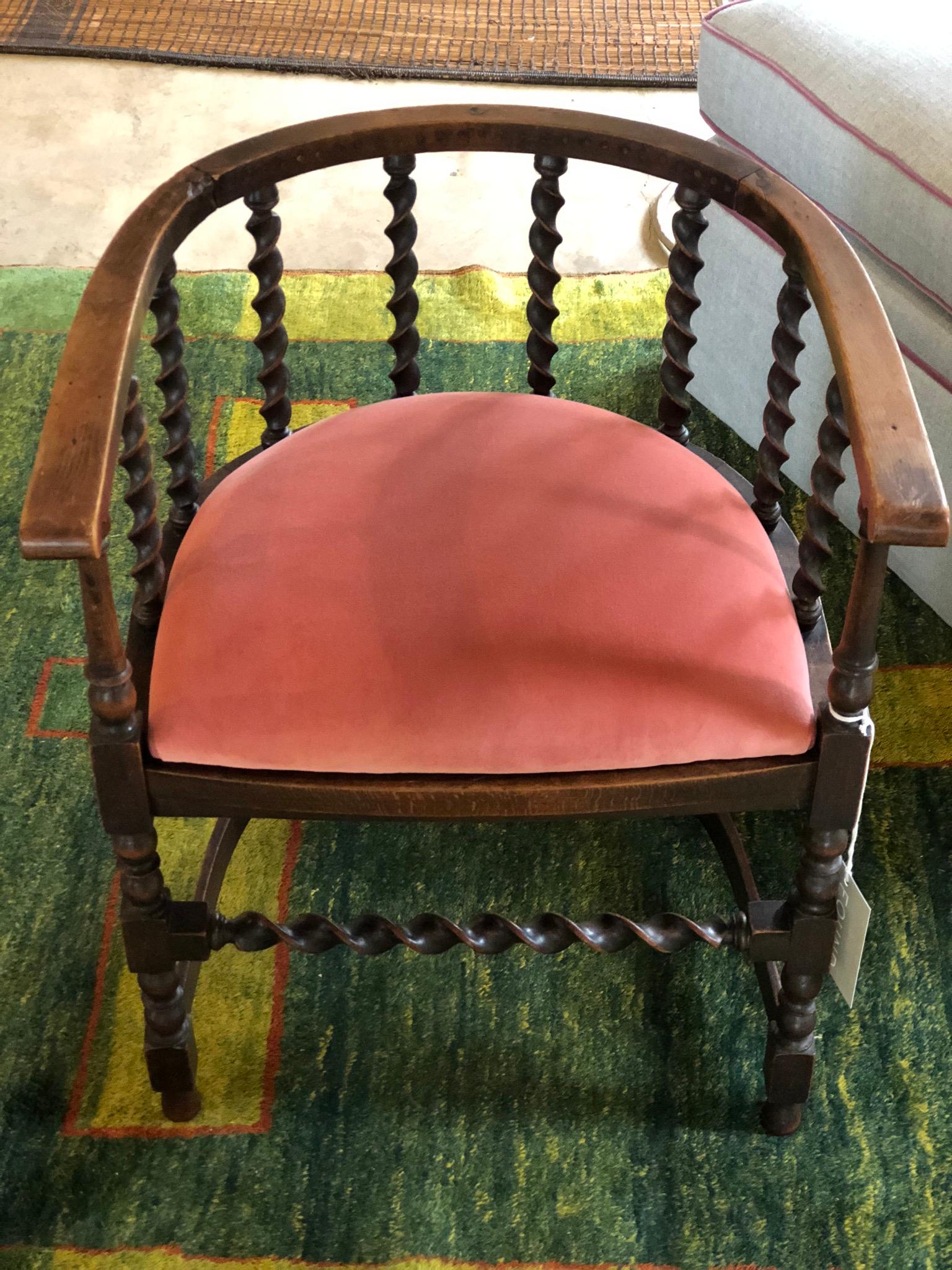 American Vintage Barley Twist Oak Chair For Sale