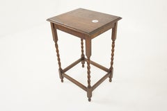 Vintage Barley Twist Oak Lamp Table, Sofa Table, Scotland 1930