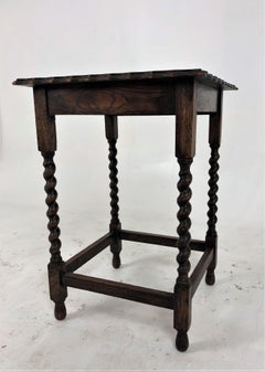 Vintage Barley Twist Tiger Oak Lamp, Occasional Table, Scotland 1930, H861