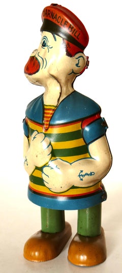 Vintage "Barnacle Bill" Tin Windup Toy by The Chein Company, N.Y.C  Circa 1930's
