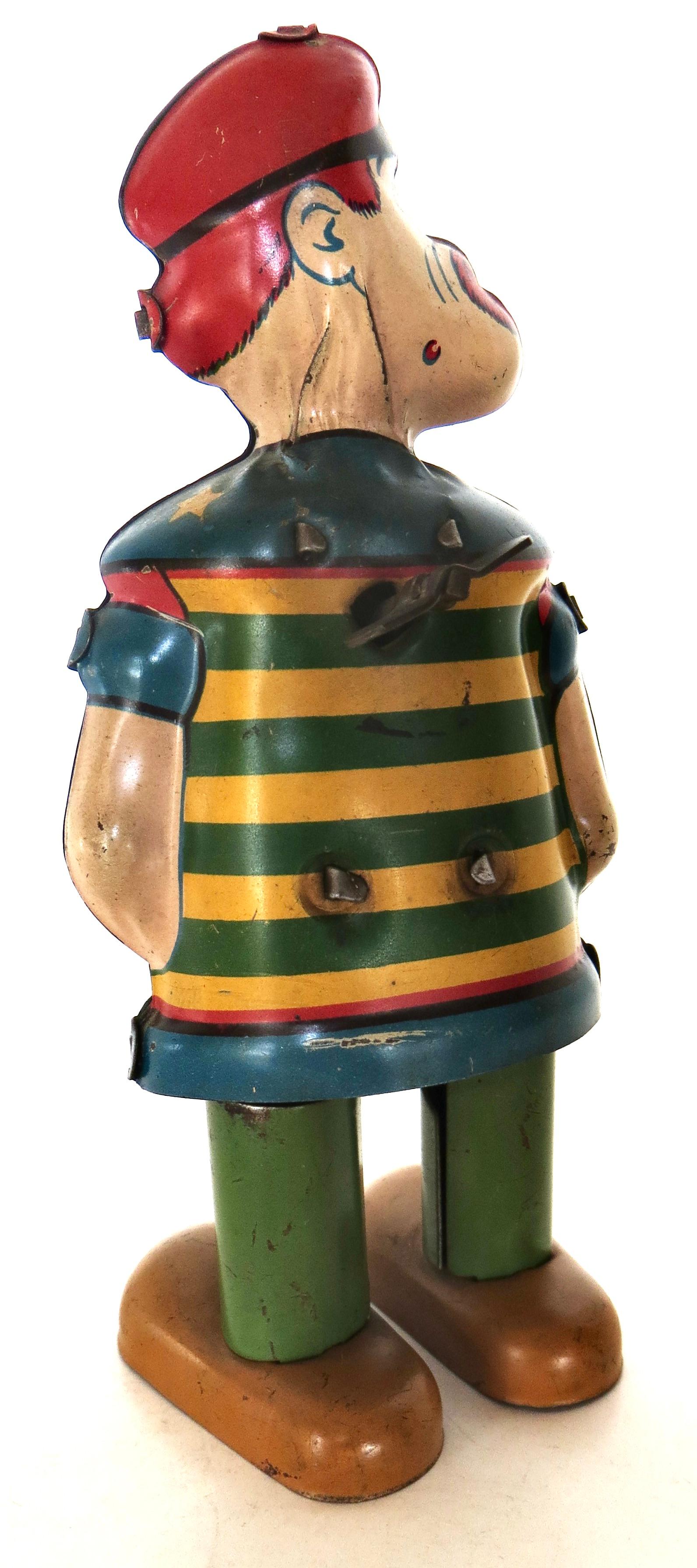 Vintage „Barnacle Bill“ Zinn Windup-Spielzeug von The Chein Company, N.Y.C.  Ungefähr 1930er Jahre (Volkskunst) im Angebot