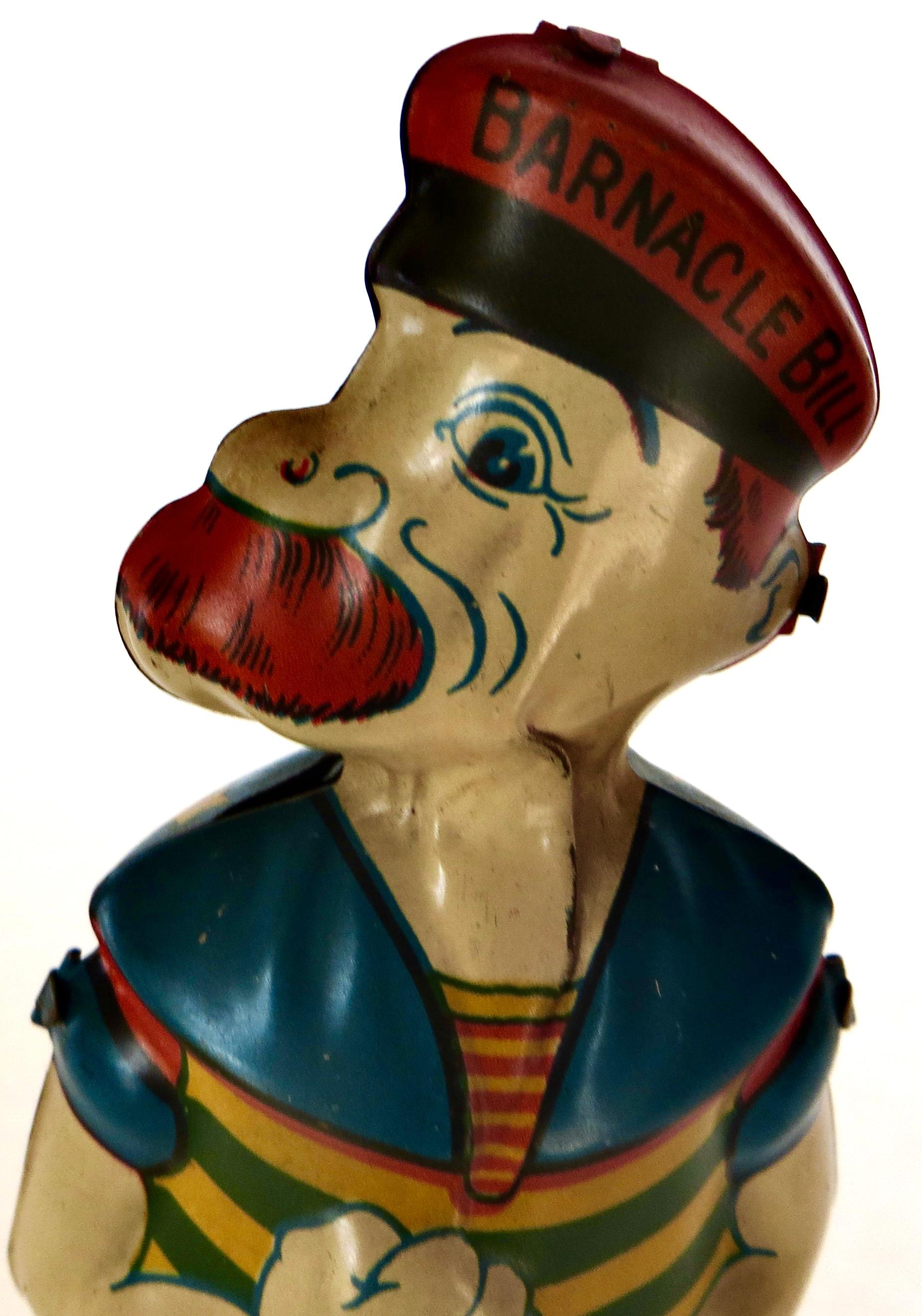 Vintage „Barnacle Bill“ Zinn Windup-Spielzeug von The Chein Company, N.Y.C.  Ungefähr 1930er Jahre im Angebot 1