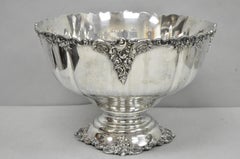 Vintage Baroque by Wallace 252 & 253 Silver Plated Punch Bowl Set w/ 10 Cups