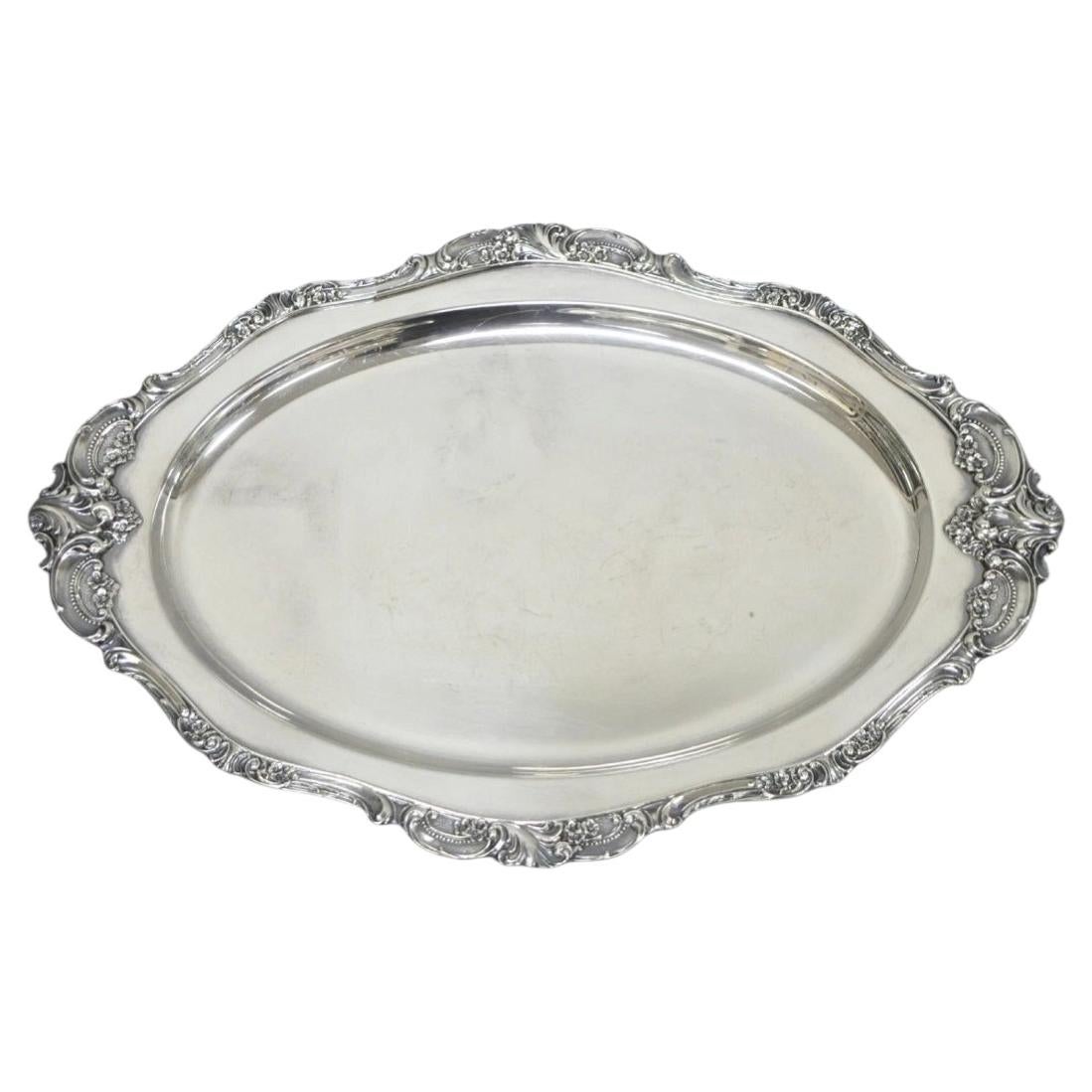 Vintage Baroque by Wallace 258 Victorian Silver Plated Oval Serving Platter Tray
