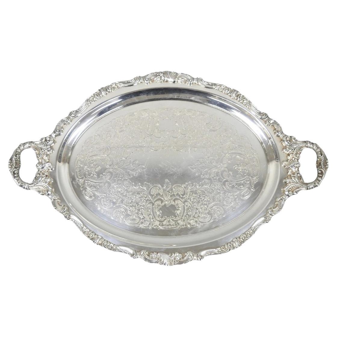 Vintage Barock von Wallace 293F Viktorianisch Versilbert Oval Bar Serviertablett
