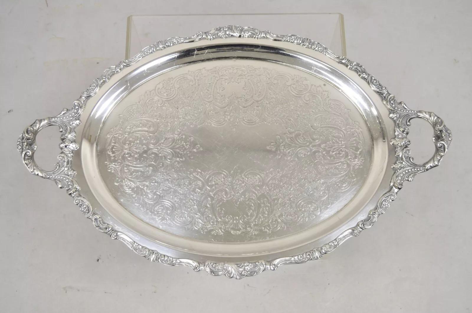 Vintage Barock von Wallace 294 Ovale versilberte Servierplatte Tablett im Angebot 4