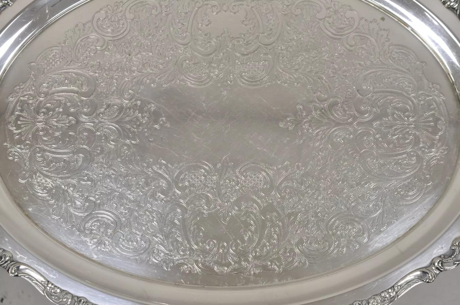 Vintage Barock von Wallace 294 Ovale versilberte Servierplatte Tablett (Unbekannt) im Angebot