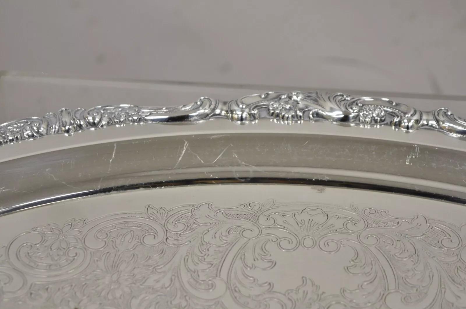 Vintage Barock von Wallace 294 Ovale versilberte Servierplatte Tablett (20. Jahrhundert) im Angebot